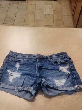 Blank NYC Distressed Denim Jean Shorts - Dark Blue